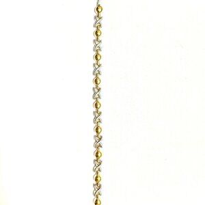 2 tone Italian X O 7 inch Bracelet Sterling Silver Stamped 925